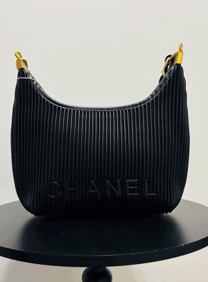 Chanel Black Pleated Shoulder Bag